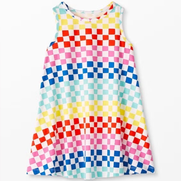 Hanna Andersson Other - Hanna Andersson girls rainbow checkered dress size 6-7